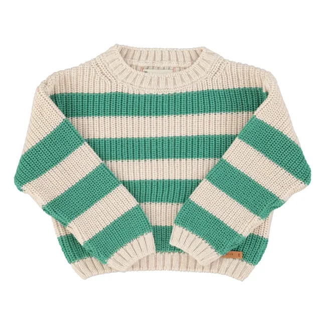 Striped Organic Cotton Sweater | Green