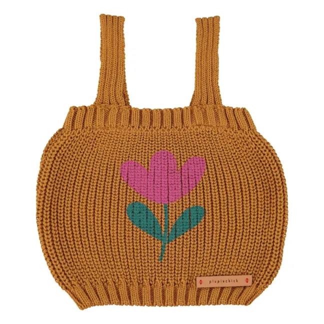 Top de algodón orgánico Fleur Maille | Camel