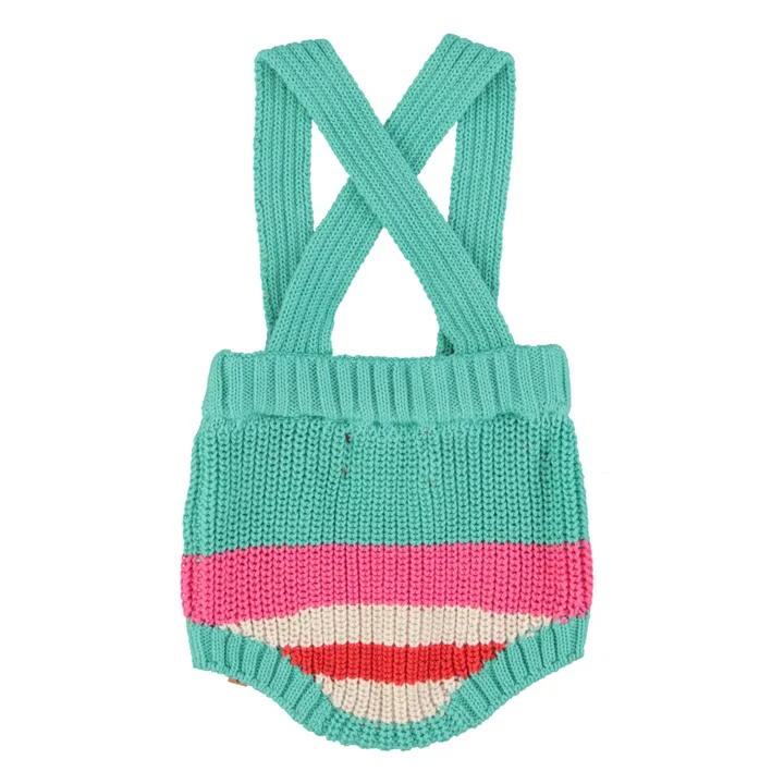 Mono de punto de algodón orgánico a rayas | Turquoise- Imagen del producto n°1