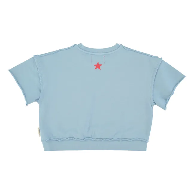 Camiseta de manga corta de algodón orgánico Letra A | Azul Cielo