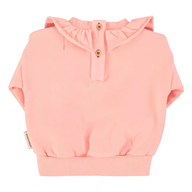 Sudadera con volantes de algodón orgánico Strawberry | Rosa