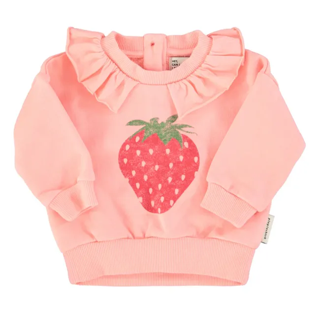 Sweat Volants Fraise Coton Bio | Rose