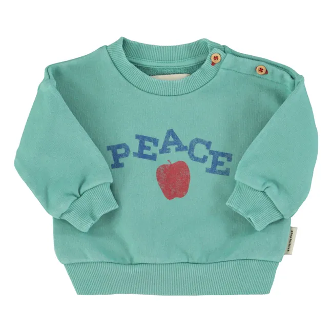 Peace organic cotton sweatshirt | Turquoise
