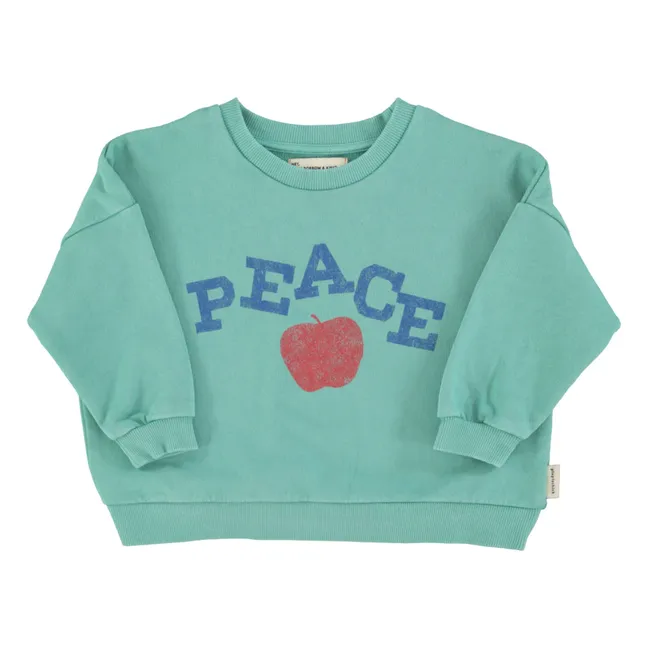 Peace organic cotton sweatshirt | Turquoise