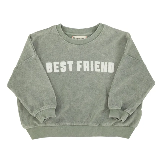 Sudadera de rizo de algodón orgánico Best Friend | Verde Oscuro