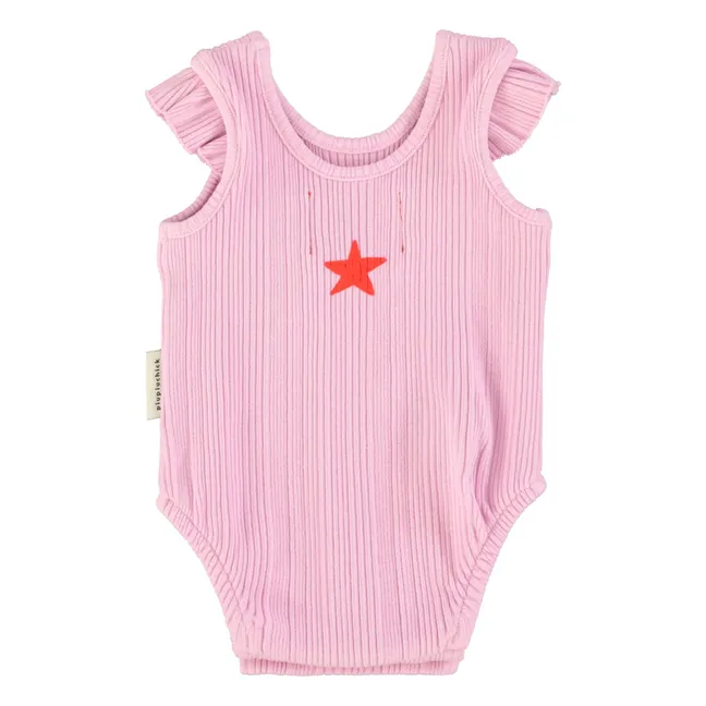 Body de punto elástico con corazón de algodón orgánico | Lila