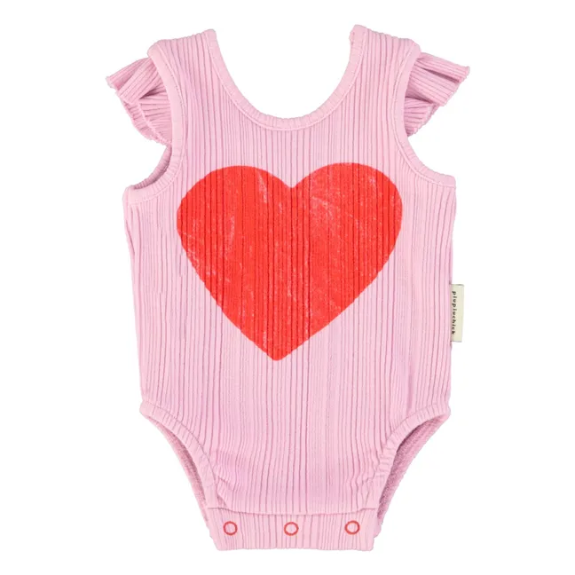 Body Côtelé Cœur Coton Bio | 	Lilas