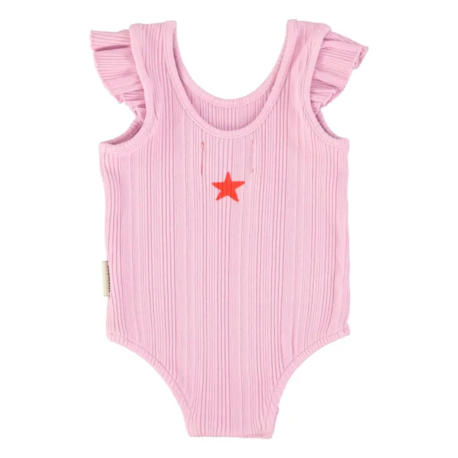 Body de punto elástico con corazón de algodón orgánico | Lila