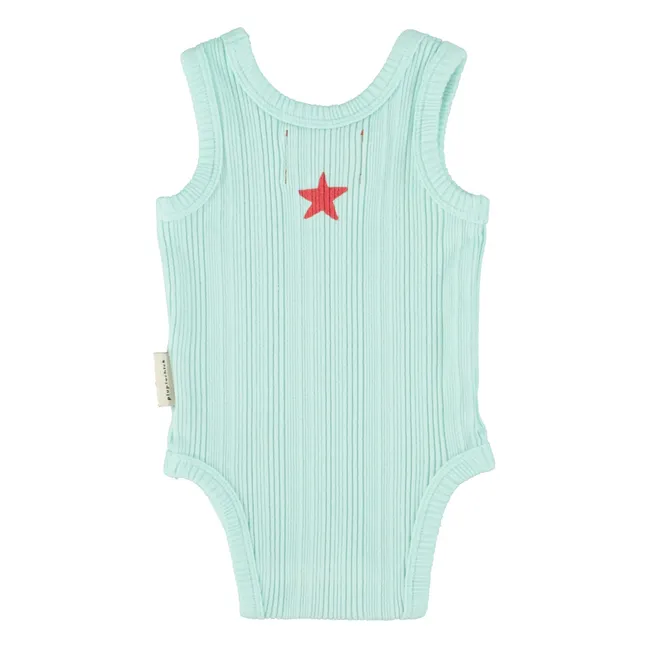 Peace Coton Bio Ribbed Bodysuit | Turquoise