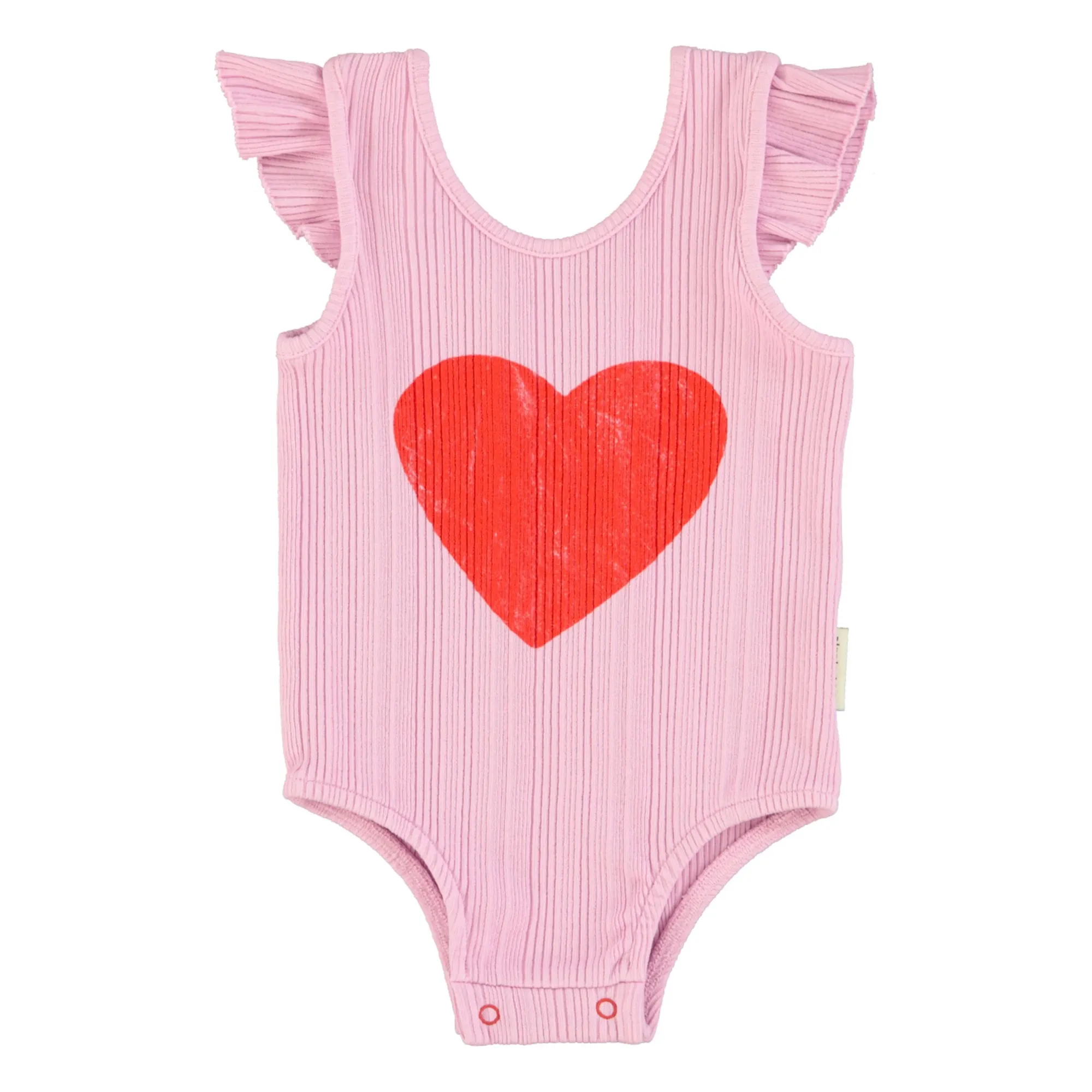 Body Côtelé Cœur Coton Bio | 	Lilas- Image produit n°0
