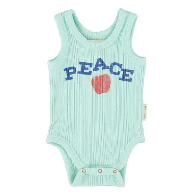 Peace Coton Bio Ribbed Bodysuit | Turquoise