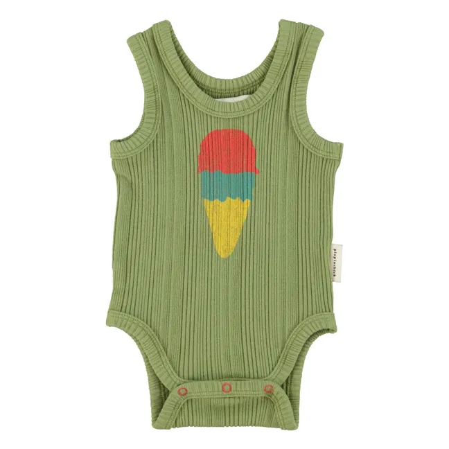 Body Côtelé Glace Coton Bio | Olive