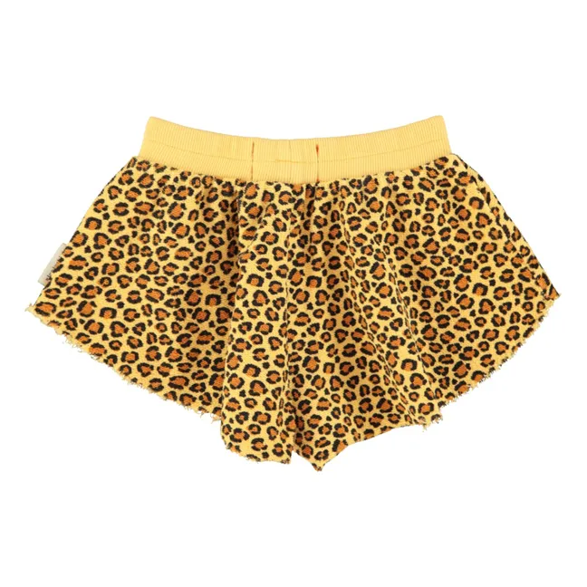 Leopard shorts Organic cotton fleece | Mustard