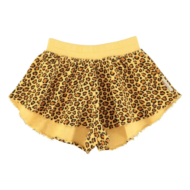 Leopard shorts Organic cotton fleece | Mustard