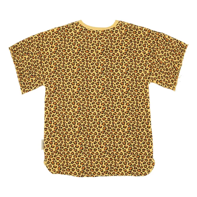 Leopard T-shirt Dress Organic cotton fleece | Mustard