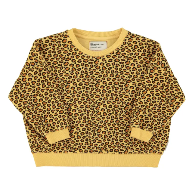 Sweat Léopard Coton Bio | Jaune moutarde