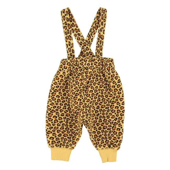 Leopard Bib Pants Organic cotton fleece | Mustard