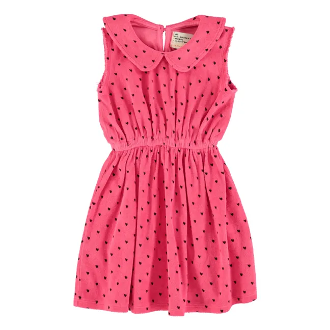 Vestido Corazones de rizo de algodón orgánico | Rosa Fushia