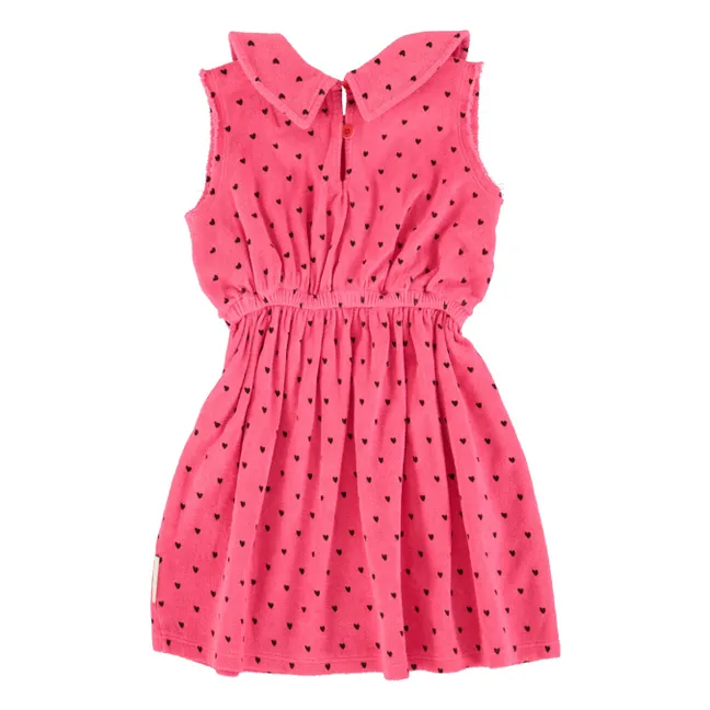 Vestido Corazones de rizo de algodón orgánico | Rosa Fushia