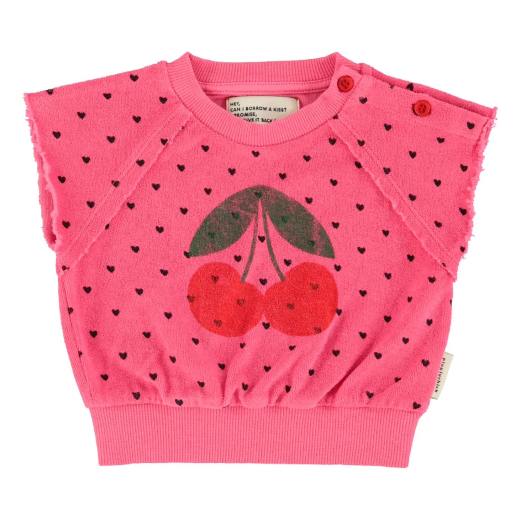 Sweat Sans Manches Cerises Eponge Coton Bio | Rose fuschia- Image produit n°6