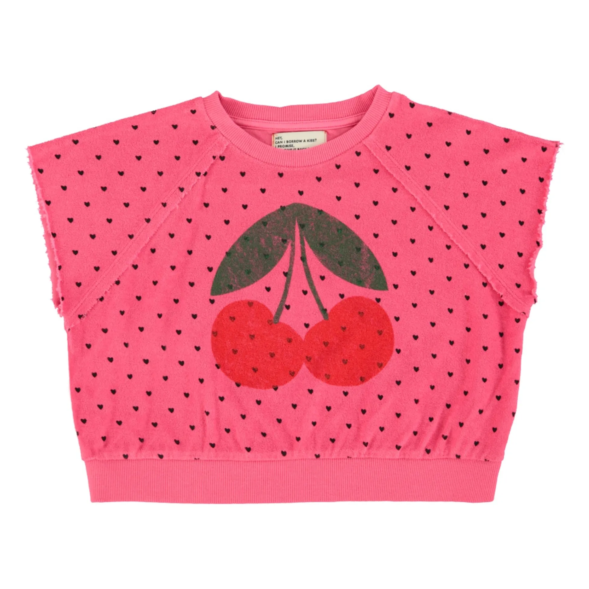 Sweat Sans Manches Cerises Eponge Coton Bio | Rose fuschia- Image produit n°0