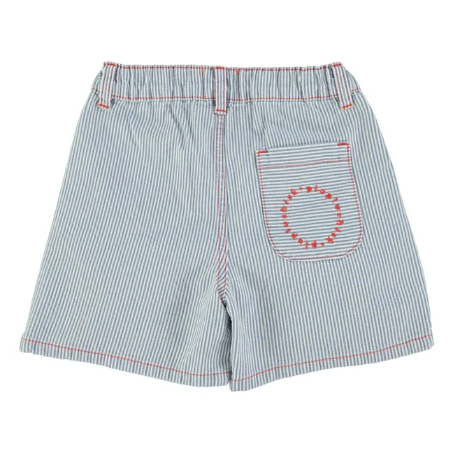 Gestreifte Denim-Shorts | Blau