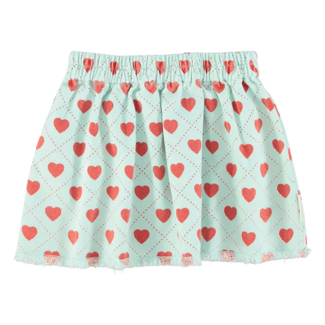 Twill Hearts Skirt | Light Blue