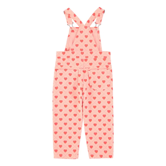 Twill Hearts Dungarees | Pink