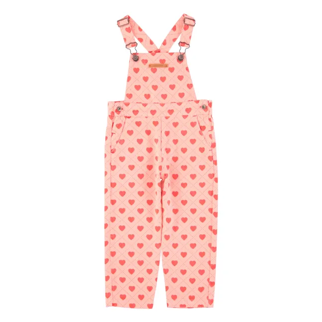 Twill Hearts Dungarees | Pink