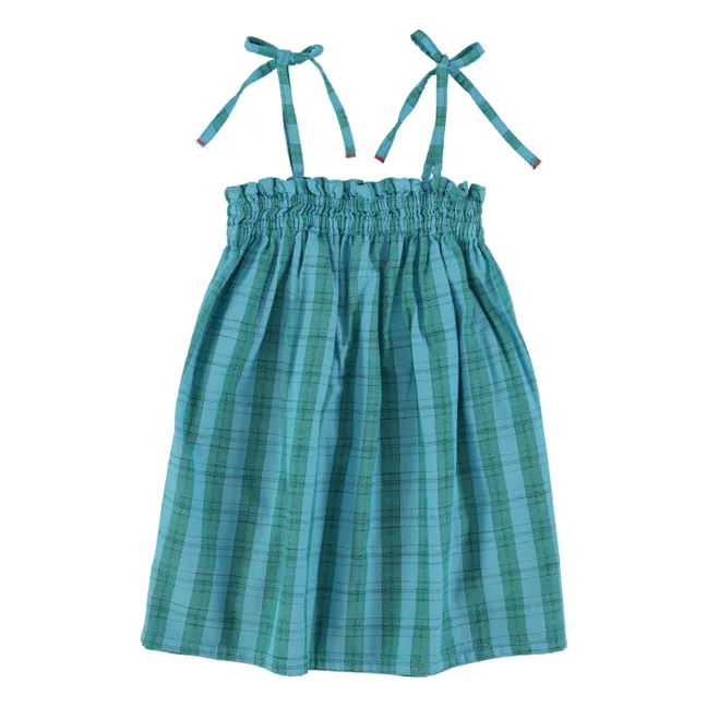 Vestido de cuadros de algodón orgánico | Azul