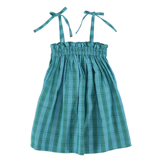 Vestido de cuadros de algodón orgánico | Azul