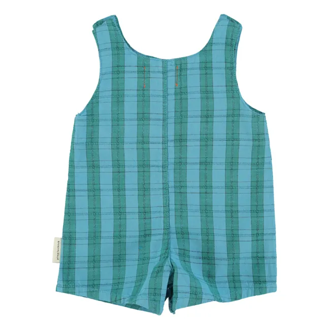 Organic Cotton Checkered Playsuit | Blue