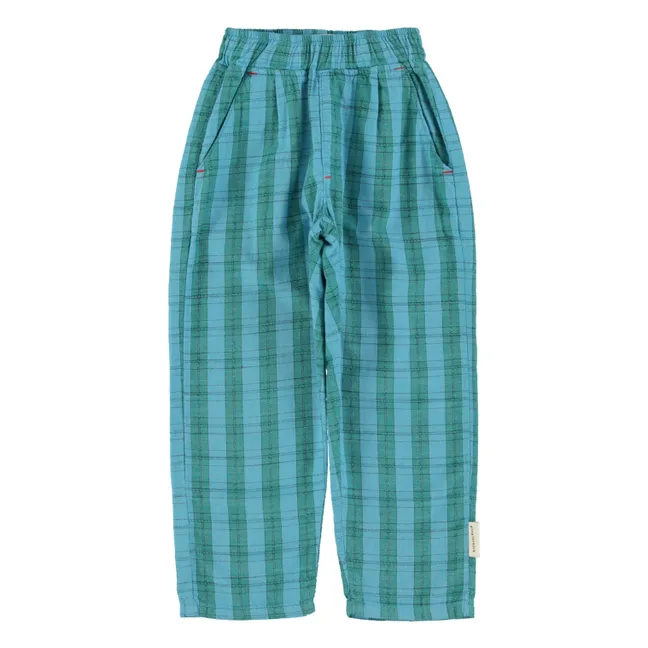 Pantalon à Carreaux Coton Bio | Bleu