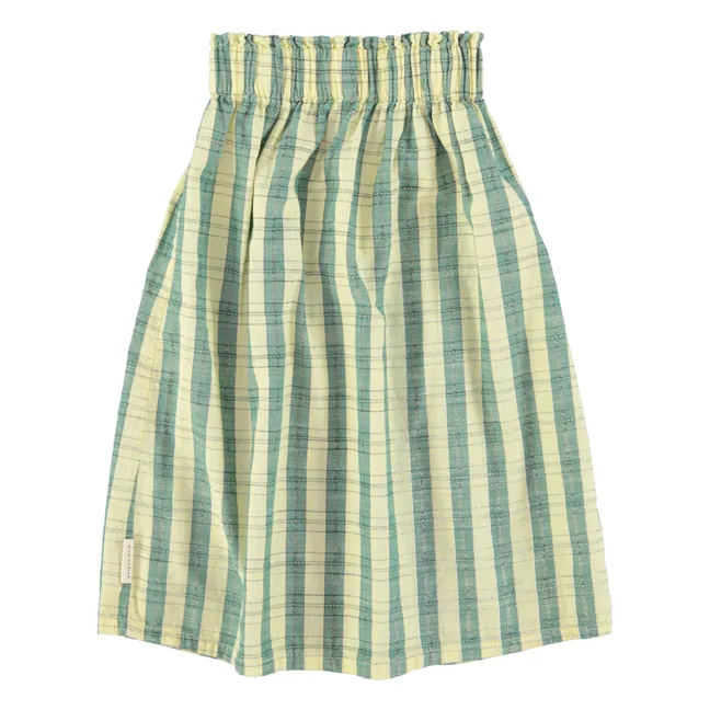 Long skirt with organic cotton checks | Yellow