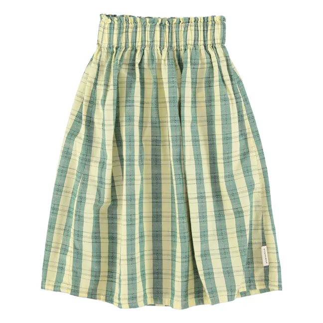 Long skirt with organic cotton checks | Yellow
