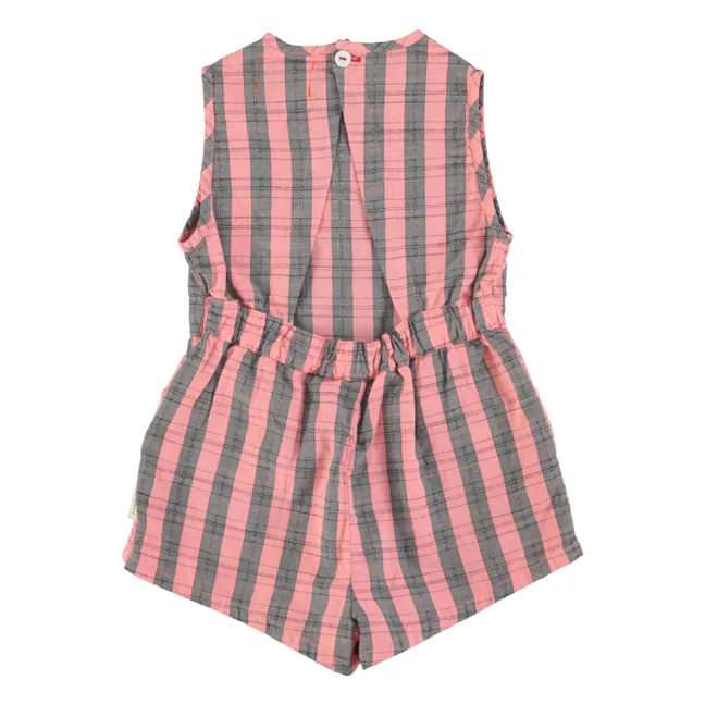 Striped Organic Cotton Playsuit | Pink