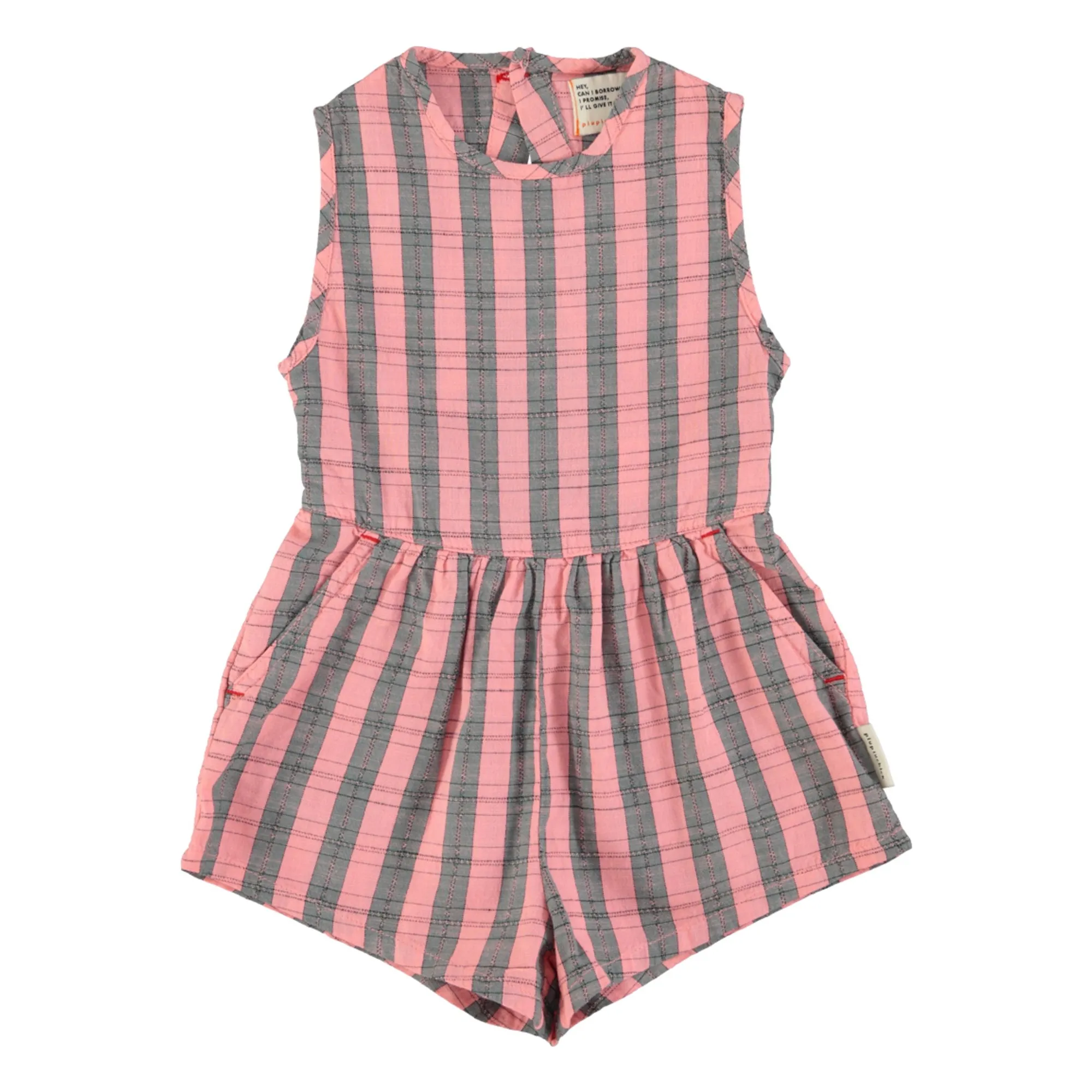 Combishort Rayée Coton Bio | Rose- Image produit n°0