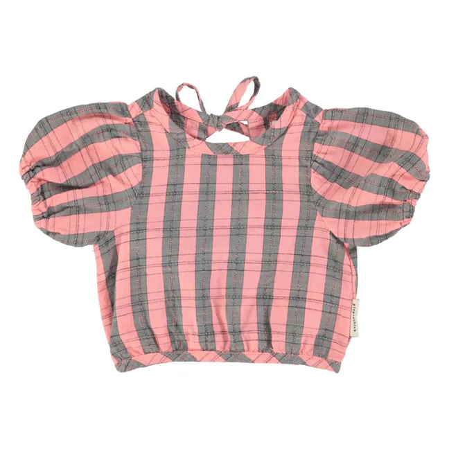 Karierte Crop-Bluse aus Bio-Baumwolle | Rosa