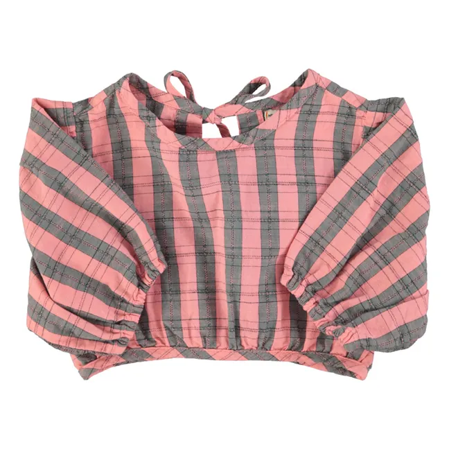 Blouse Crop à Carreaux Coton Bio | Pink