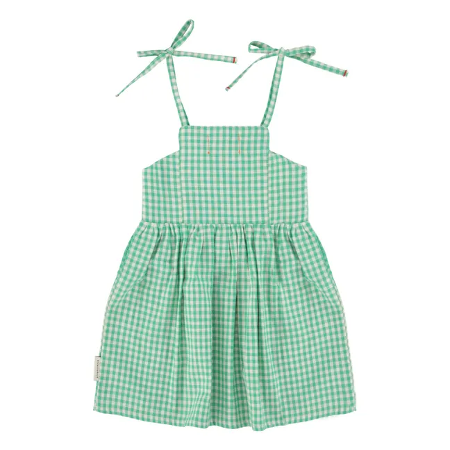 Kurzes Vichy-Kleid aus Bio-Baumwolle | Turquoise