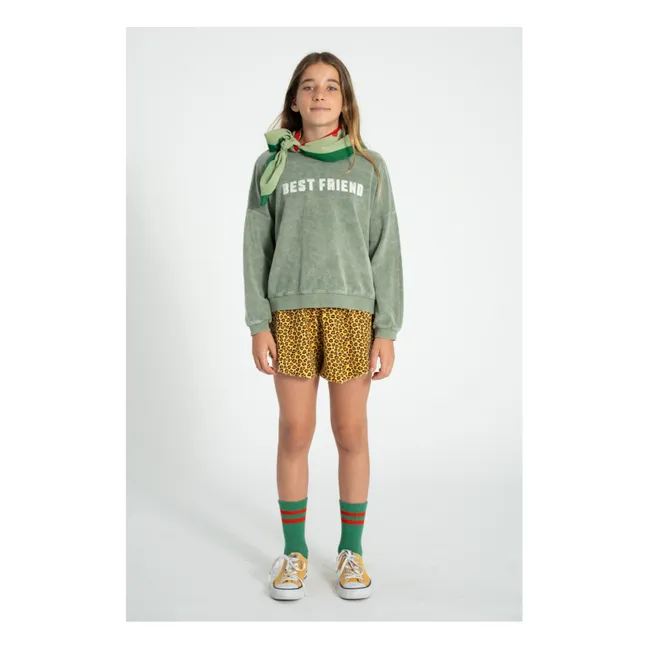 Sudadera de rizo de algodón orgánico Best Friend | Verde Oscuro