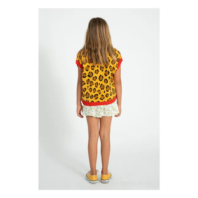 Chaleco sin mangas de algodón orgánico leopardo | Amarillo Mostaza