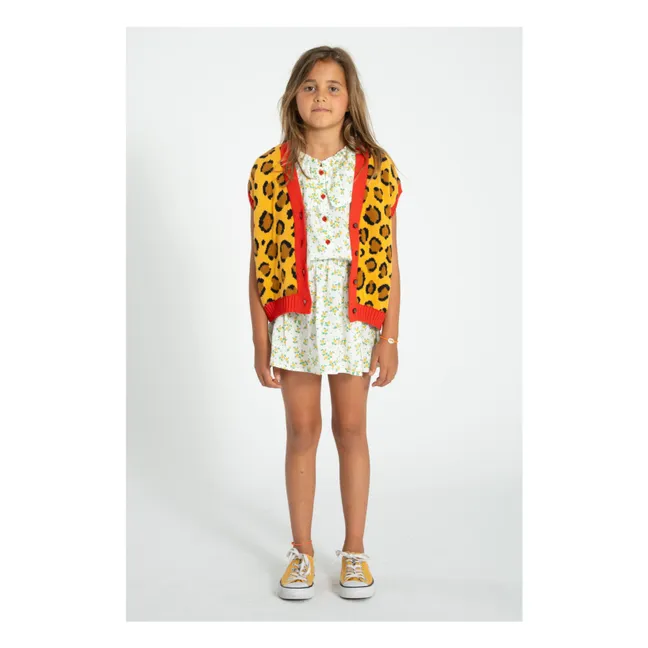 Gilet Sans Manches Léopard Coton Bio | Jaune moutarde