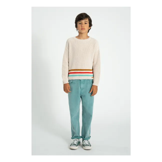 Pull Rayé Coton Bio | Ecru