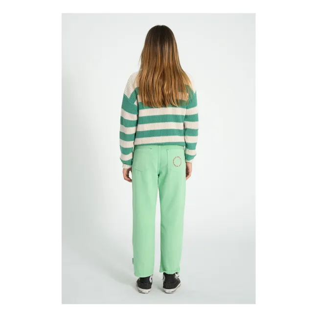 Pull Rayé Coton Bio | Vert