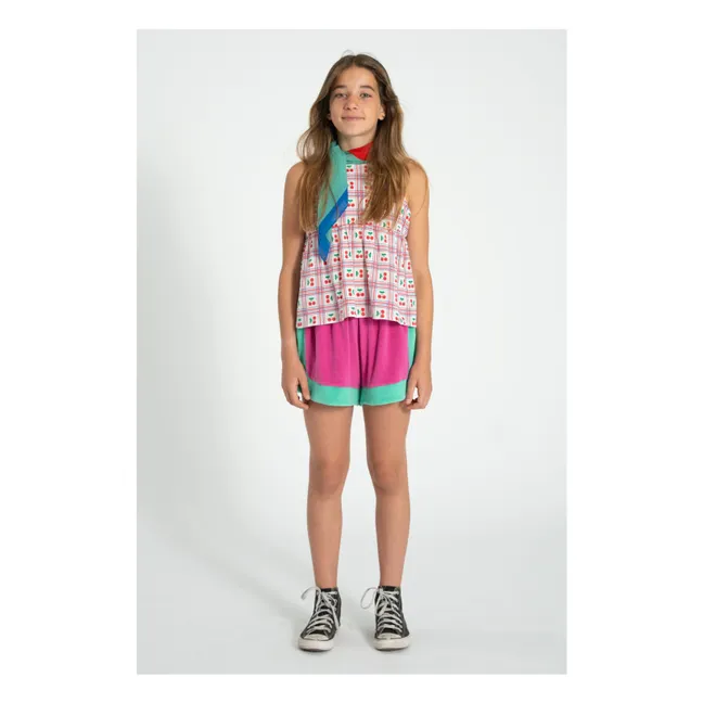 Colorblock organic cotton terry shorts | Fuchsia