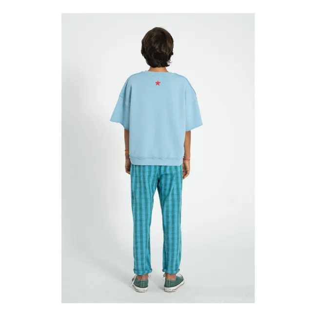 Sweat Manches Courtes Lettre A Coton Bio | Bleu ciel