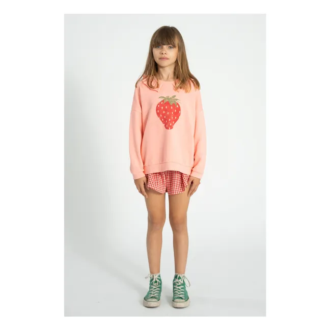 Sudadera con volantes de algodón orgánico Strawberry | Rosa