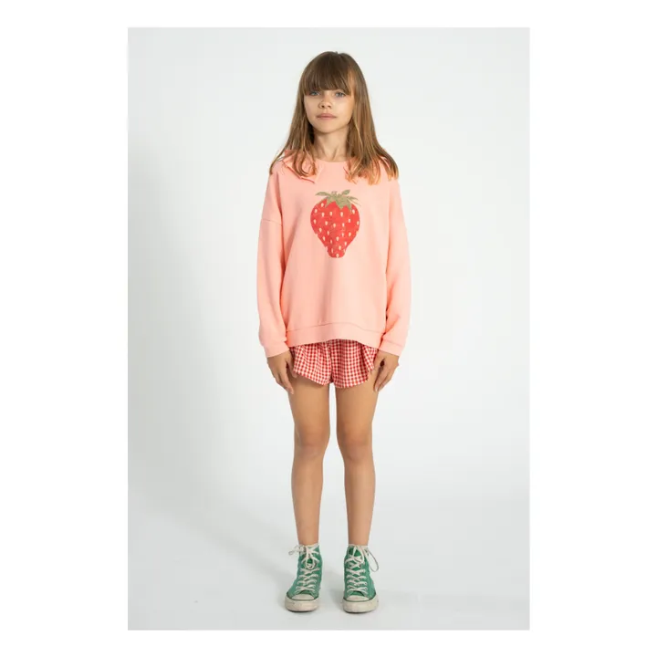 Sweat Volants Fraise Coton Bio | Rose- Image produit n°1