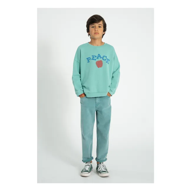 Peace organic cotton sweatshirt | Turquoise
